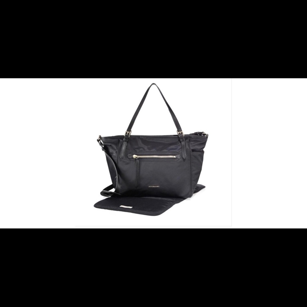 Burberry Leather-trim Black Canvas Diaper Bag